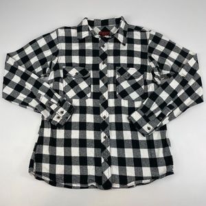 Five Brother Women's Size M Flannel Shirt Plaid Black Plaid Reinforced Bust